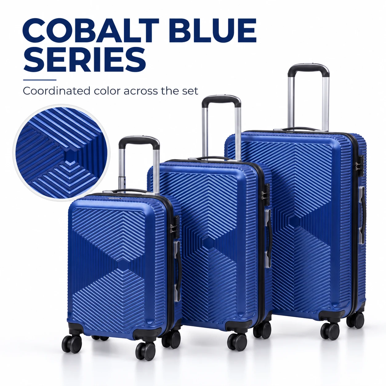 Blue luggage collection design presentation